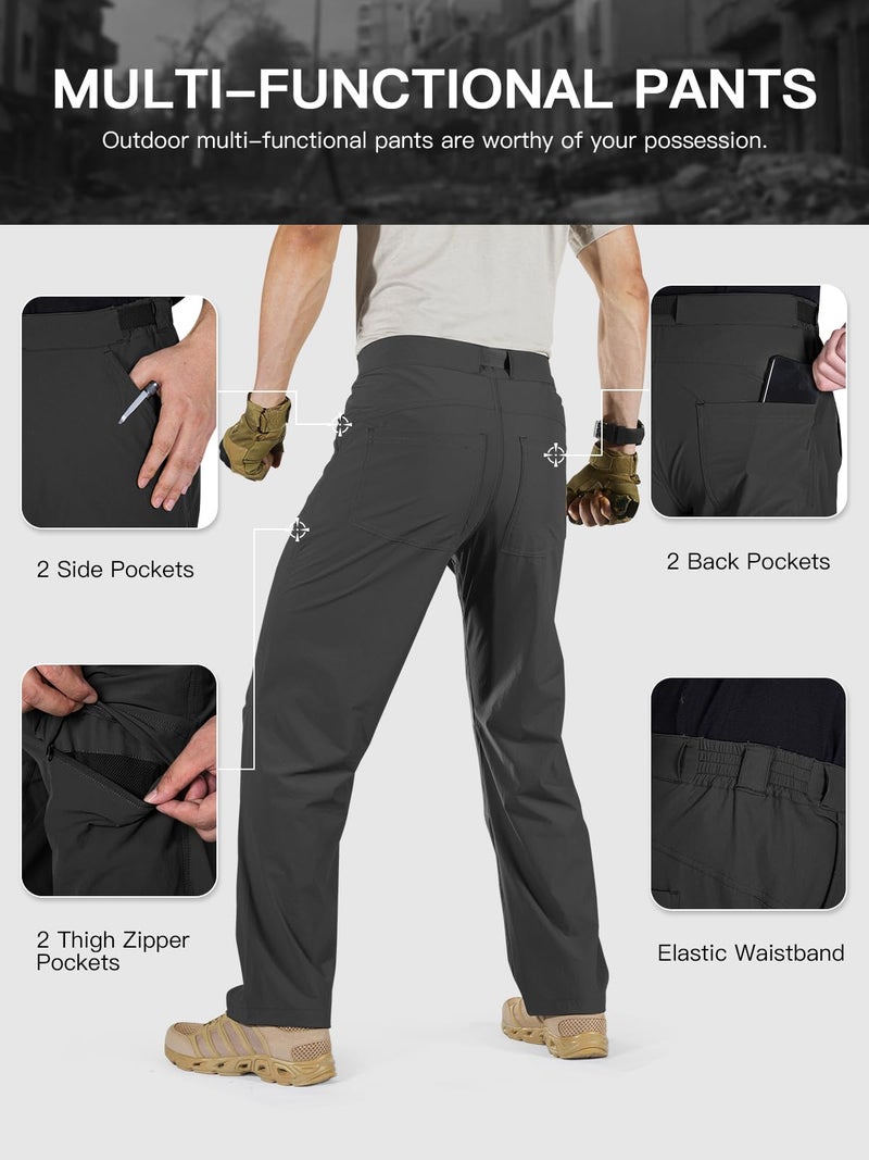 FREE SOLDIER Men's Outdoor Cargo Hiking Pants with Belt Lightweight Waterproof Quick Dry Tactical Pants Nylon Spandex (Gray 36W/32L) - Image 3